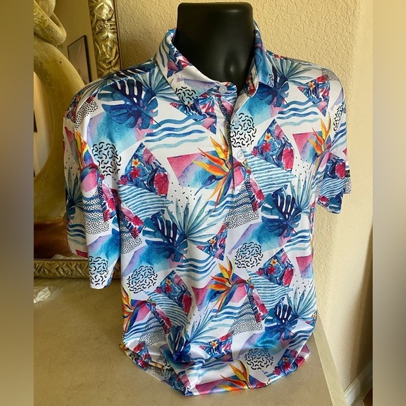 HOLSON GOLF CO. The MICHAEL Good Shirts for Bad Golfers Tropical Print Polo (M) - Picture 13 of 13